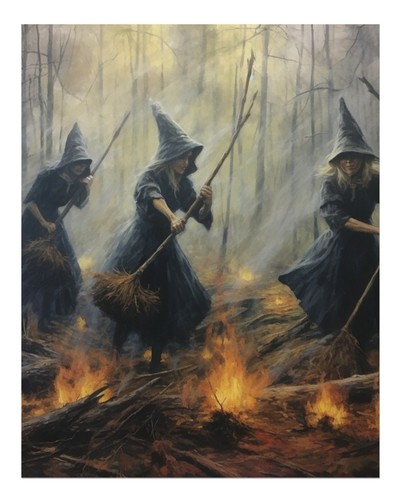 Mystische waldhexen wandkunst - mystische,