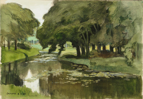 Poster wald fluss szene - fluss,