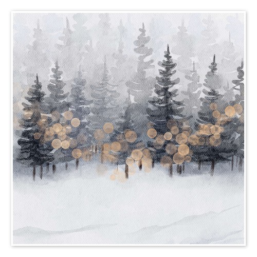 Poster goldener winterwald - poster,