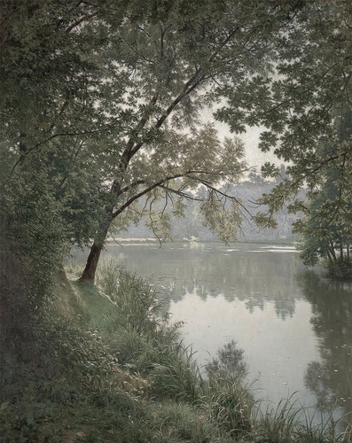 Ruhige flussufer landschaft - ruhige,