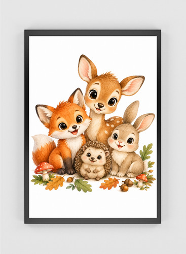 Waldtiere kinderzimmer poster - waldtiere,