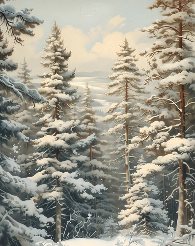 Pinienwald winter poster - pinienwald,